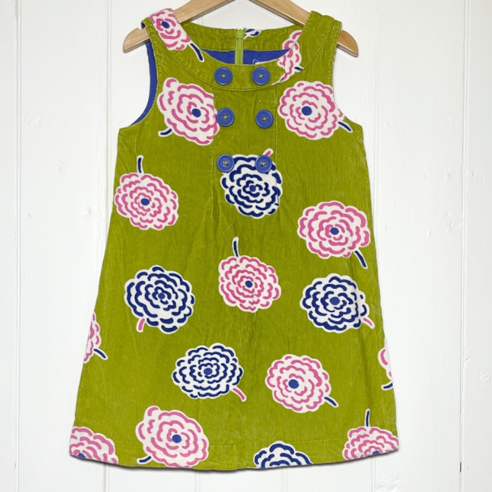 MINI BODEN EUC Colorful Floral Corduroy Jumper Dress